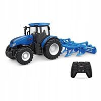 Zdalnie Sterowany Duży Niebieski Traktor z Kultywatorem Zabawa Mały Rolnik