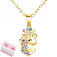 Srebrny naszyjnik dla dziewczynki jednorożec łańcuszek srebro pozłacane 925