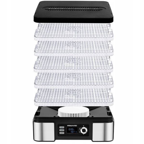 DUŻA SUSZARKA DO GRZYBÓW OWOCÓW TERMOOBIEG 450W ZEGAR PRIMAVEO POJEMNA 12L zdjęcie 3