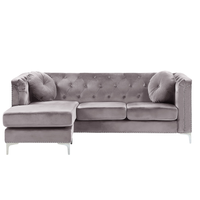 Narożnik welurowy prawostronny szary FLEN