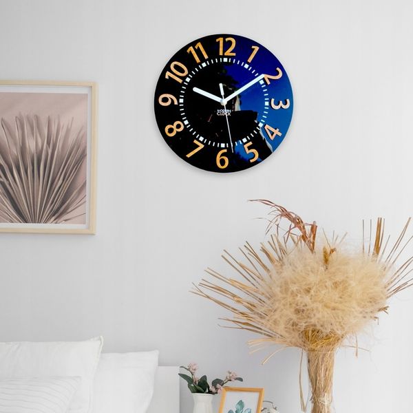 Zegar ścienny EROS 3D cichy czytelny bambus 28 CM zdjęcie 3