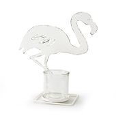 Świecznik retro metal + szkło FLAMING 33 cm biały