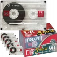 2 x Kaseta Magnetofonowa Maxell UR 90 - zestaw czystych kaset w folii 5szt