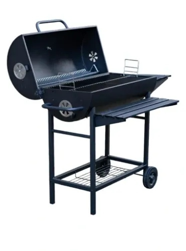 Grill Węglowy 70 X 35 na Kółkach z Półką Pokrywą Ogrodowy Przenośny Beczka na Arena.pl