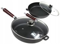 Patelnia z Pokrywką ŻELIWNA 30cm Duża INDUKCJA GAZ