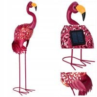 FIGURKA FLAMING RÓŻOWY LAMPA SOLARNA LED METAL DEKORACJA OGRODOWA ŚWIATŁO