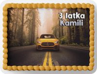 PROSTOKĄTNY OPŁATEK NA TORT A4 20x29CM - MERCEDES AUTA + IMIĘ