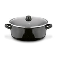 GARNEK STALOWY EMALIOWANY Z POKRYWKĄ DO PIEKARNIKA TADAR CZARNY 28 CM 6 L