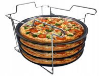 2 x Blaszki do pizzy zestaw 4 form ze stojakiem czteropoziomowym blachy 32