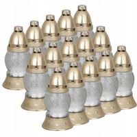 15x Znicz SZKLANY na Wkład 8h CAŁOROCZNY ZŁOTY na Grób CMENTARZ