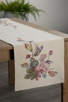 Bieżnik dekoracyjny gobelin 40x100 Eurofirany naturalny w kwiaty
