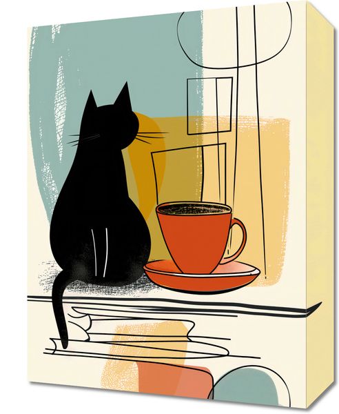 Obraz 30x40cm Kot i Kawa zdjęcie 1
