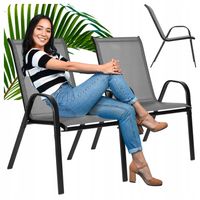 Krzesła Ogrodowe Na Taras Balkon Zestaw 2 szt. Komplet Metalowe Szare