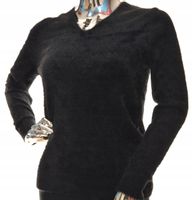 Damski sweter typu alpaka w szpic serek czarny