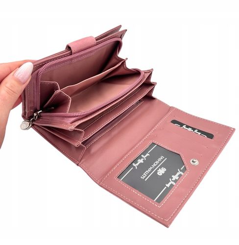 PORTFEL damski mały skórzany prezent różowy Jennifer Jones pojemny eko na Arena.pl