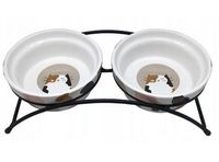 Yarro/Moderna Miska Ceramiczna Podwójna Dla Kota Na Stojaku Metalowym