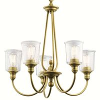 Wisząca LAMPA retro Waverly KL-WAVERLY5-NBR Elstead KICHLER szklana OPRAWA żyrandol na łańcuchu ZWIS vintage mosiądz przezroczysty