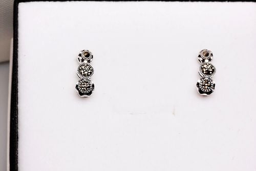 srebrne stylowe kolczyki z markazytami - kdm2911 na Arena.pl