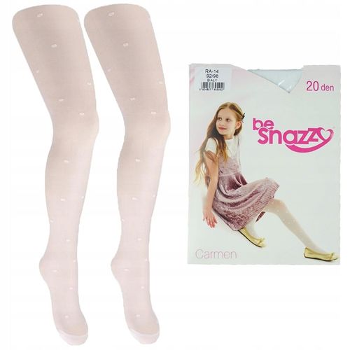 BIAŁE RAJSTOPY KOMUNIA w kropki 140-146 20 DEN na Arena.pl