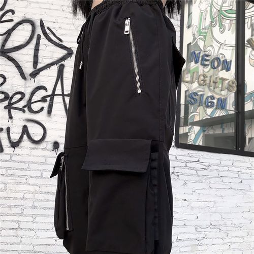 Spodnie Damskie Cargo Wysoki Stan Proste Nogawki Czarno Białe XL Wygodne na Arena.pl