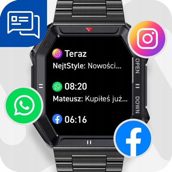 SMARTWATCH ZEGAREK MĘSKI MILITARNY ROZMOWY WIELOFUNKCYJNY POMIARY MENU PL zdjęcie 16