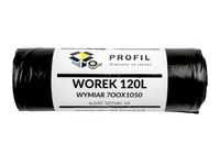 Worki na śmieci odpady czarne Profil 120 L mocne 10 szt