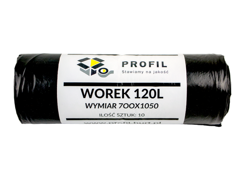 Worki na śmieci odpady czarne Profil 120 L mocne 10 szt na Arena.pl