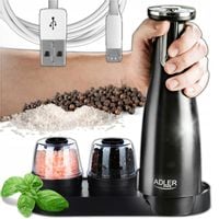 elektryczny młynek do pieprzu i soli pojemniczki ładowanie usb 3 zestaw 3w1