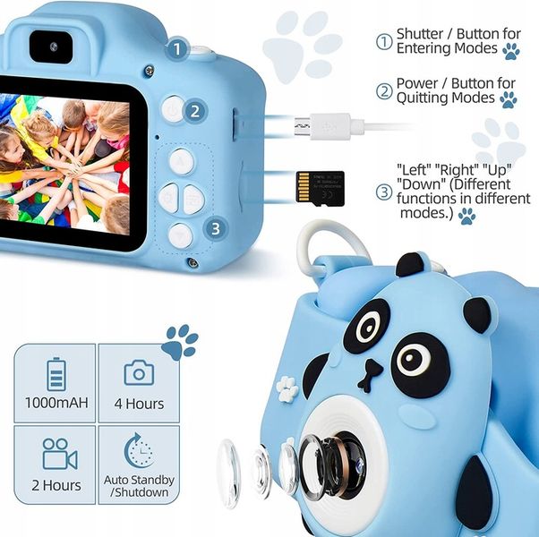 Dziecka Fotograficzny NIEBIESKI APARAT CYFROWY DLA DZIECI KAMERA GRY zdjęcie 3