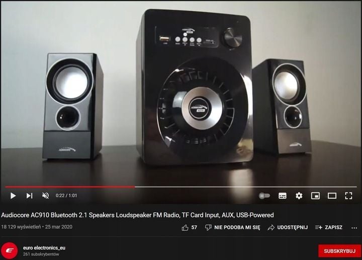 GŁOŚNIKI KOMPUTEROWE 2.1 280W Bluetooth USB SD FM JACK LED Audiocore AC910 zdjęcie 5