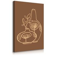 Obraz Na Płótnie Line-Art Abstrakcja Styl Boho Liście Natura 80cm x 120cm
