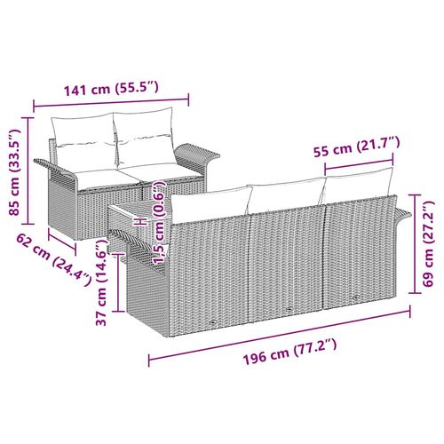 Zestaw Sof na Ogród 6 pcs Beżowy Polirattan na Arena.pl