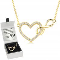 ZŁOTY NASZYJNIK 925 SERCE NIESKOŃCZONOŚĆ GRAWER