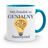 Kubek Błękitny Mój Dziadek To Genialny Nauczyciel Z Nadrukiem Ze Zdjęciem