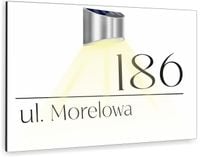 biała TABLICZKA podświetlana ADRESOWA numer domu adres nierdzewna 40x30