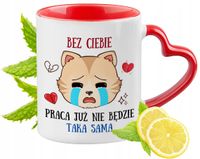 Pożegnanie Z Pracy Kubek Czerwony Z Uszkiem W Kształcie Serca Na Prezent