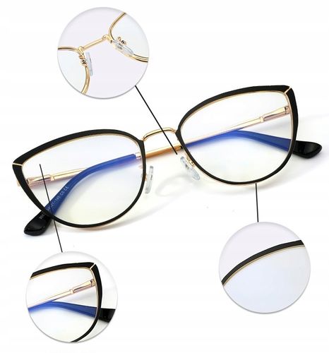 Damskie OKULARY ZERÓWKI Z FILTREM BLUE LIGHT DO KOMPUTERA Oprawki OCHRONNE na Arena.pl
