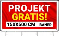 SOLIDNY BANER REKLAMOWY plandeka 150X500 cm LAKIER UV PROJEKT GRATIS