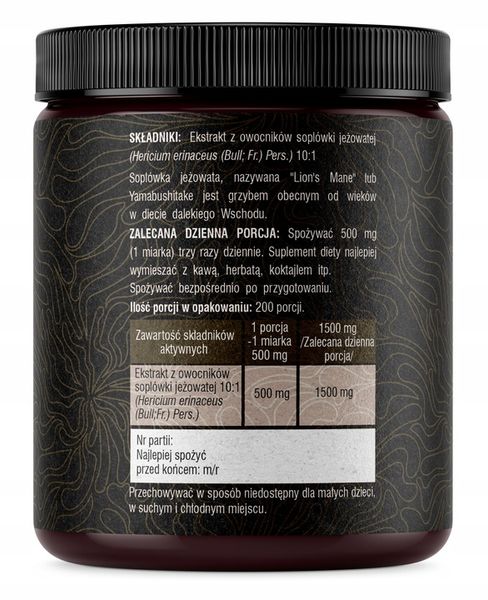 LION'S MANE 10:1 SOPLÓWKA JEŻOWATA 100G SOLVE LABS zdjęcie 9