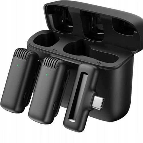 2X MIKROFON KRAWATOWY BEZPRZEWODOWY USB-C + ETUI na Arena.pl