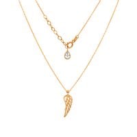 Złoty Naszyjnik Celebrytka Skrzydło Anioła Nacinana Kulka