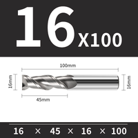 Frez trzpieniowy VHM 2-ostrzowy do aluminium Rozmiar: Ø16x45x16Dx100L