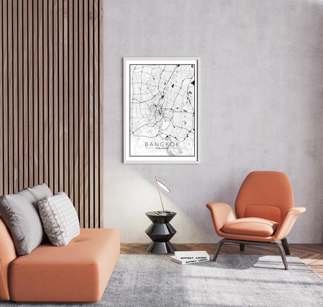 Bangkok mapa czarno biała - plakat 60x80 cm zdjęcie 3