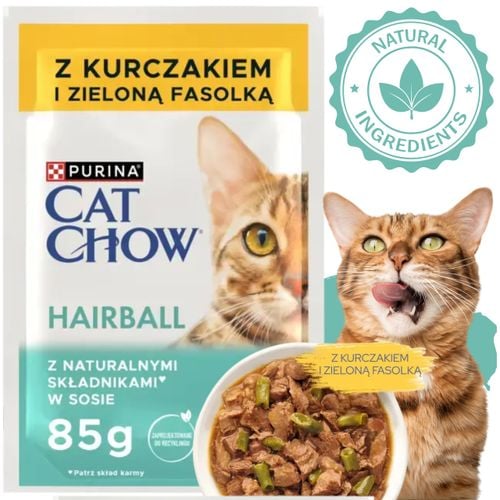 karma mokra dla kota purina cat chow hairball kurczak z zieloną fasolką 85g na Arena.pl