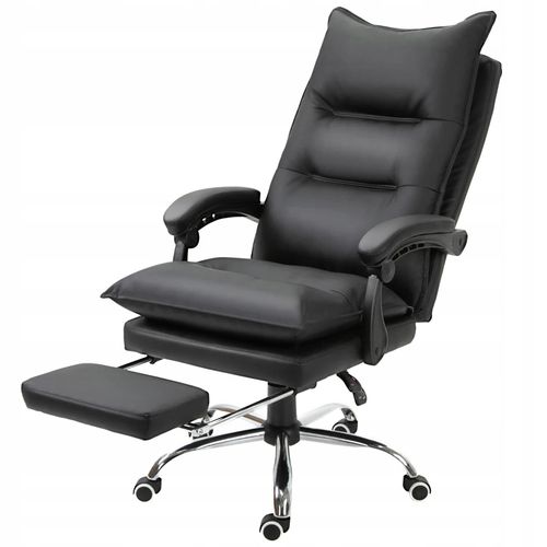 fotel biurowy skóra eko z podnóżkiem czarny pako v na Arena.pl