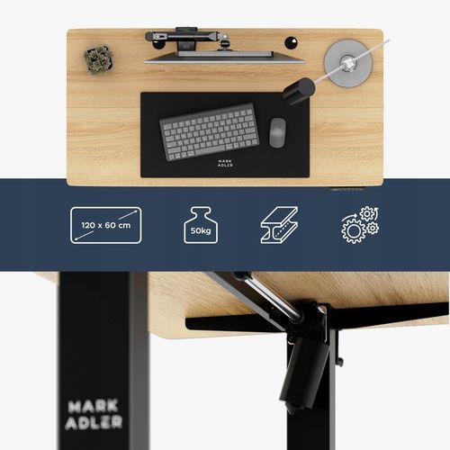 Biurko regulowane elektryczne MARK ADLER drewno dąb komputerowe 120x60 na Arena.pl