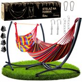 Stelaż na hamak grafitowy 2w1 + hamak + krzesło brazylijskie