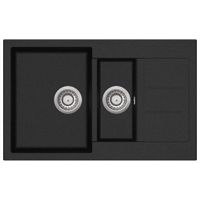 Granitowy zlewozmywak dwukomorowy, czarny
