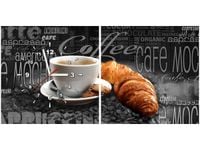 80 40CM 2 ELEM ZEGAR OBRAZ CZARNA KAWA NADRUK