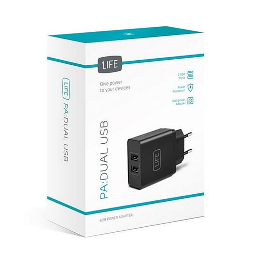 Ładowarka Ścienna 1LIFE 1IFEPA2USB USB Czarny na Arena.pl
